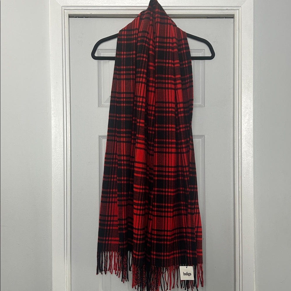 Indigo Red and Black Plaid Shawl Scarf. 🧣